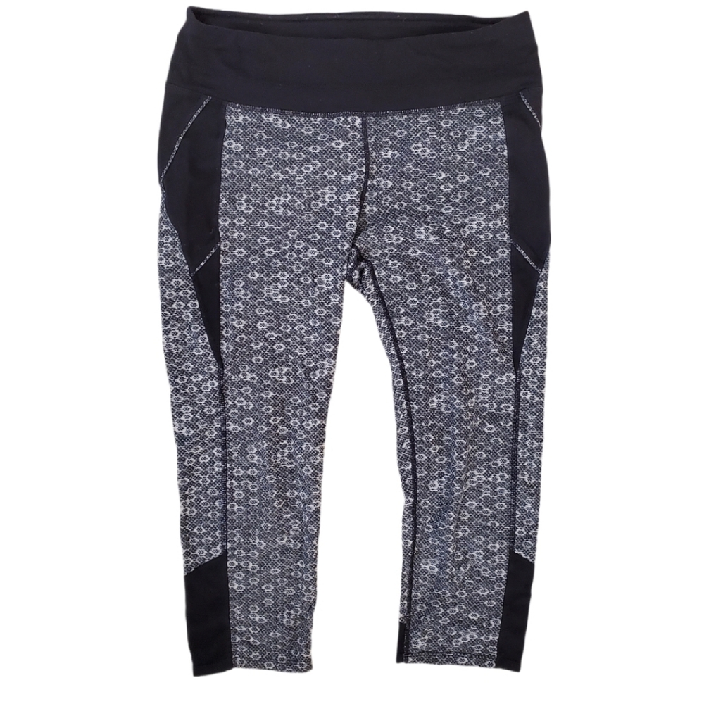 Athleta Women's Black White Honeycomb Connect Crop Leggings Medium